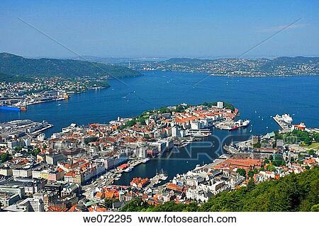 Bergen from Mount Fl°yen, Norway, Europe View Large Photo Image Stock Photography - Bergen from Mount Fl°yen, Norway, Europe. Fotosearch