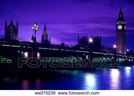 Stock Photo - BIG BEN WESTMINISTER. BRIDGE RIVER THAMES. LONDON ENGLAND. UNITED KINGDOM. Fotosearch
