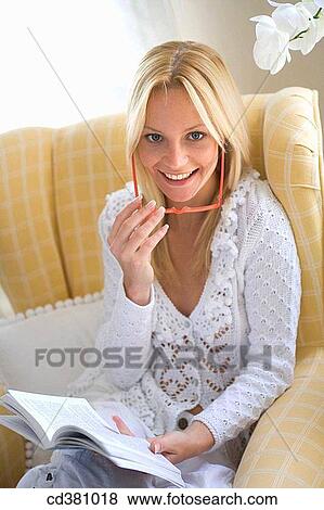 blond, book, at-home View Large Photo Image Stock Photo - blond, book, at-home. Fotosearch