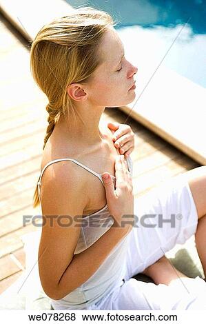 Stock Photo - blond, border, braid, breath, breathing. Fotosearch