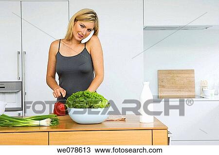 Stock Image - blond, bowl, at-home. Fotosearch