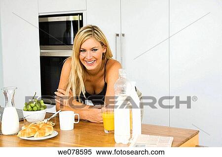 blond, breakfast, bottle, at-home View Large Photo Image Stock Photography - blond, breakfast, bottle, at-home. Fotosearch