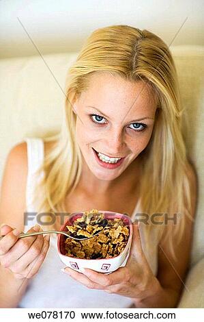 blond, breakfast, bowl, at-home View Large Photo Image Stock Image - blond, breakfast, bowl, at-home. Fotosearch