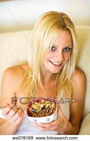 blond, breakfast, bowl, at-home View Large Photo Image Stock Photo - blond, breakfast, bowl, at-home. Fotosearch
