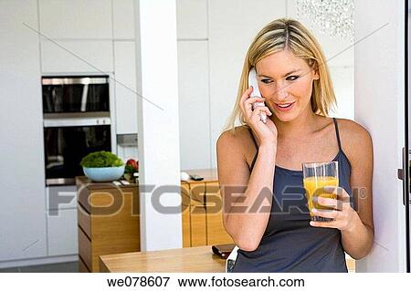 blond, chat, calling, at-home View Large Photo Image Stock Photo - blond, chat, calling, at-home. Fotosearch