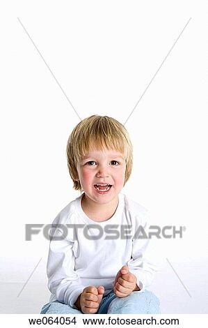 Picture - blond, childhood, child, boy, 3-4 years. Fotosearch