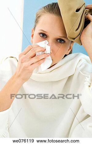 Blow nose, Blowing nose, cold View Large Photo Image Stock Photo - Blow nose, Blowing nose, cold. Fotosearch