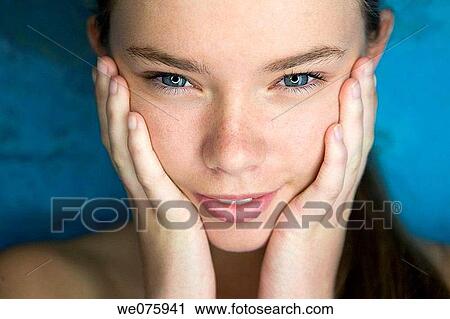 Stock Image - blue eyes, Close-up, contemporary. Fotosearch