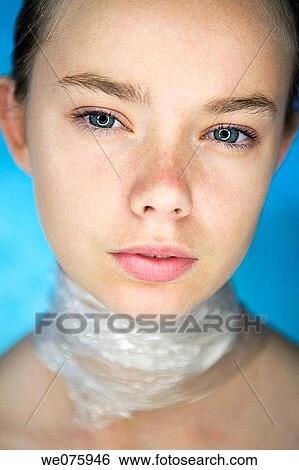 Stock Photograph - blue eyes, Close-up, contemporary. Fotosearch