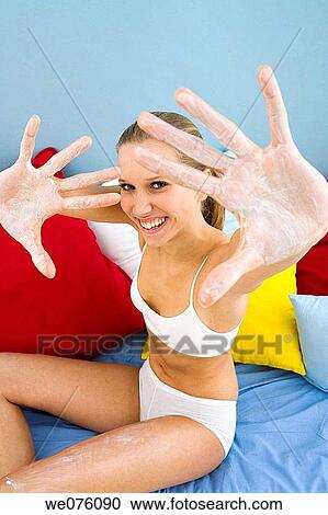 Stock Image - Body care, contemporary, cream. Fotosearch