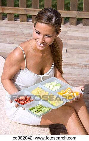 Stock Image - brown hair, chestnut hair, arrangement. Fotosearch