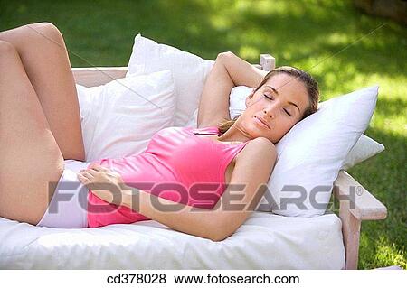brunette, calm, chilling out View Large Photo Image Stock Photo - brunette, calm, chilling out. Fotosearch