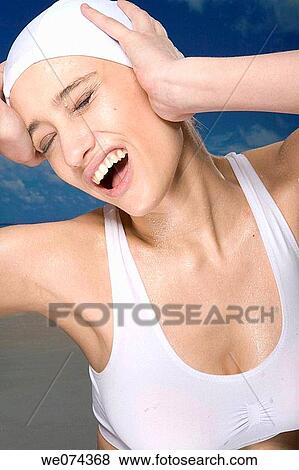 brunette, cap, contemporary View Large Photo Image Stock Photo - brunette, cap, contemporary. Fotosearch