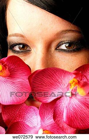 Stock Photo - brunette, Close-up, contemporary. Fotosearch
