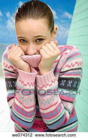 brunette, cold, coldness View Large Photo Image Stock Image - brunette, cold, coldness. Fotosearch