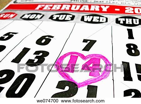 Calendar page of February month marked 14th date, Saint Valentine's Day with heart shape View Large Photo Image Stock Image - Calendar page of February month marked 14th date, Saint Valentine's Day with heart shape. Fotosearch