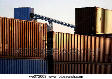 Cargo containers, M? con. France View Large Photo Image Stock Image - Cargo containers, M? con. France. Fotosearch