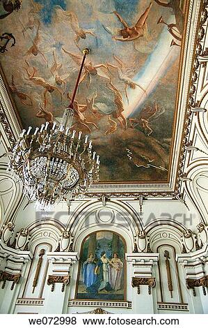 Ceiling Fresco In The Hall Of Mirrors Salon De Los Espejos In