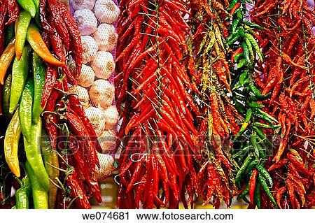 Chilli peppers and garlic for sale at La Boqueria market, Barcelona. Catalonia, Spain View Large Photo Image Stock Image - Chilli peppers and garlic for sale at La Boqueria market, Barcelona. Catalonia, Spain. Fotosearch