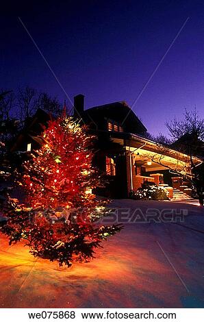 Stock Photo - christmas lights. bungalow brookville. pennsylvania. USA. Fotosearch