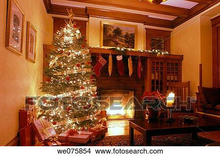 christmas room. arts and crafts home. USA. View Large Photo Image Picture - christmas room. arts and crafts home. USA.. Fotosearch