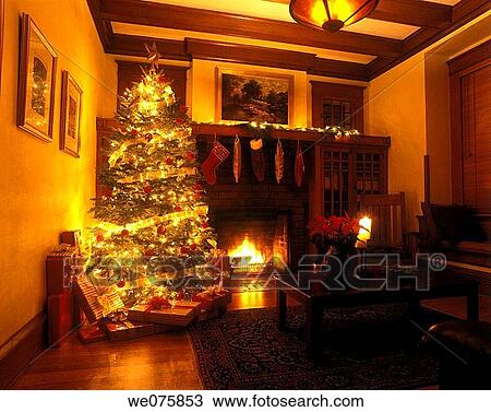 christmas room. arts and crafts home. USA. View Large Photo Image Stock Image - christmas room. arts and crafts home. USA.. Fotosearch