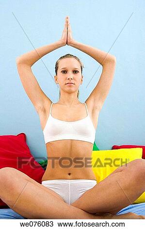 Stock Image - concentrate, concentration, Arms raised. Fotosearch