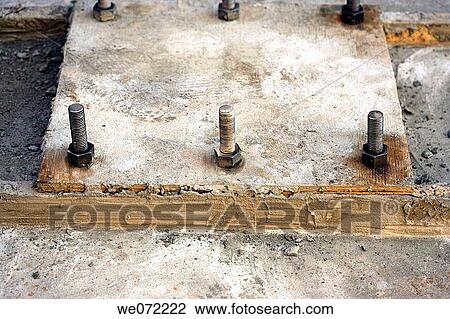 Stock Image - Construction steel anchor bolts. Fotosearch