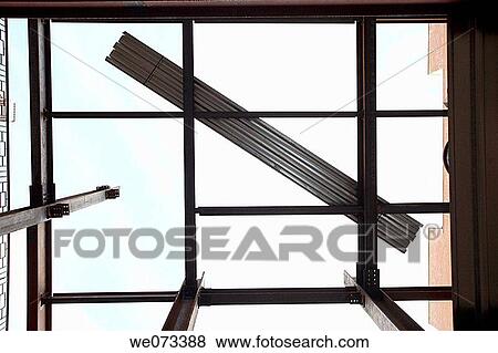 Construction steel I beams from below View Large Photo Image Stock Photo - Construction steel I beams from below. Fotosearch