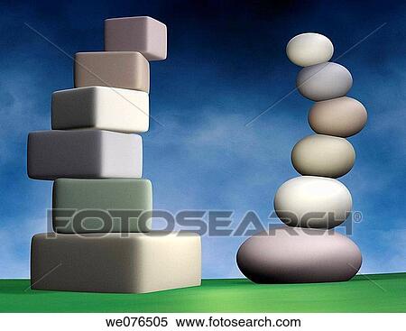 Cube and sphere towers View Large Photo Image Stock Photography - Cube and sphere towers. Fotosearch