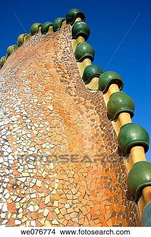 Picture - Detail of Casa Batllo by Gaudi in Passeig de Gracia, Barcelona, Catalonia, Spain. Fotosearch