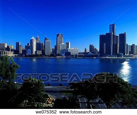 DOWNTOWN SKYLINE. DETRIOT MICHIGAN. USA. FROM WINDSOR ONTARIO. CANADA View Large Photo Image Stock Image - DOWNTOWN SKYLINE. DETRIOT MICHIGAN. USA. FROM WINDSOR ONTARIO. CANADA. Fotosearch