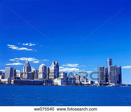 DOWNTOWN SKYLINE. DETROIT MICHIGAN. USA View Large Photo Image Stock Image - DOWNTOWN SKYLINE. DETROIT MICHIGAN. USA. Fotosearch