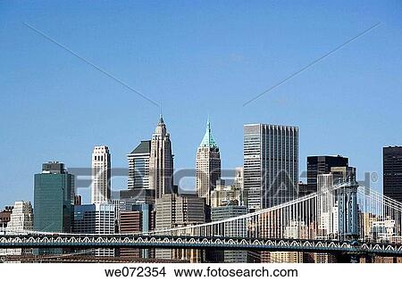 DOWNTOWN SKYLINE. MANHATTAN NEW YORK. USA View Large Photo Image Picture - DOWNTOWN SKYLINE. MANHATTAN NEW YORK. USA. Fotosearch
