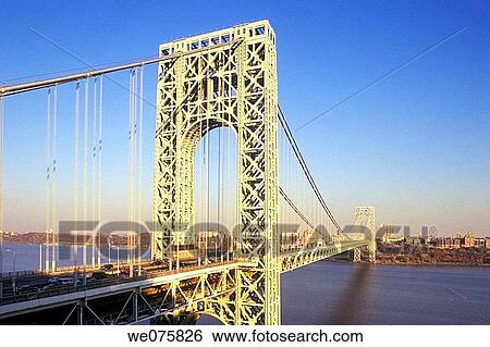 george washington bridge hudson river. manhattan new york. USA View Large Photo Image Stock Photograph - george washington bridge hudson river. manhattan new york. USA. Fotosearch