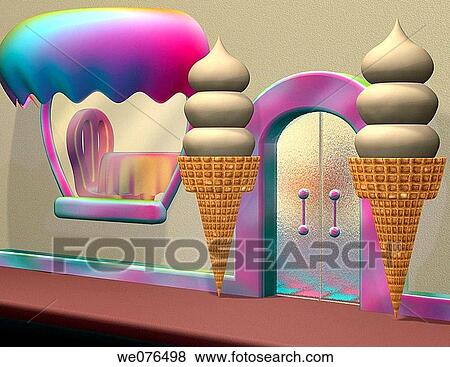 Ice cream store View Large Photo Image Stock Photo - Ice cream store. Fotosearch