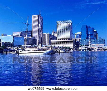 INNER HARBOR. DOWNTOWN SKYLINE. BALTIMORE MARYLAND. USA View Large Photo Image Stock Photo - INNER HARBOR. DOWNTOWN SKYLINE. BALTIMORE MARYLAND. USA. Fotosearch