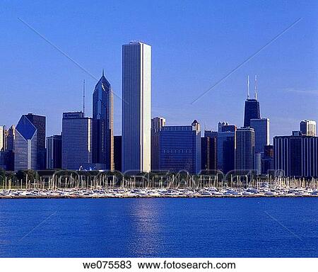 LAKESHORE SKYLINE. DOWNTOWN CHICAGO. ILLINOIS. USA View Large Photo Image Stock Image - LAKESHORE SKYLINE. DOWNTOWN CHICAGO. ILLINOIS. USA. Fotosearch