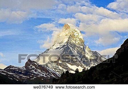Stock Photo - Matterhorn in Switzerland as seen from Zermatt. Fotosearch