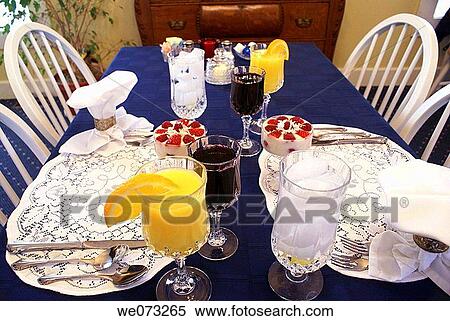 Stock Photography - Morning meal at a bed and breakfast in Nashville, Indiana USA. 1875 Homestead B&B-have property release.. Fotosearch