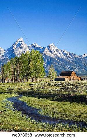 Moulton Barn at base of Grand Teton Mountains, Grand Teton National Park. Jackson Hole, Wyoming, USA View Large Photo Image Stock Photo - Moulton Barn at base of Grand Teton Mountains, Grand Teton National Park. Jackson Hole, Wyoming, USA. Fotosearch