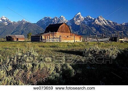 Moulton Barn at base of Grand Teton Mountains, Grand Teton National Park. Jackson Hole, Wyoming, USA View Large Photo Image Stock Photo - Moulton Barn at base of Grand Teton Mountains, Grand Teton National Park. Jackson Hole, Wyoming, USA. Fotosearch