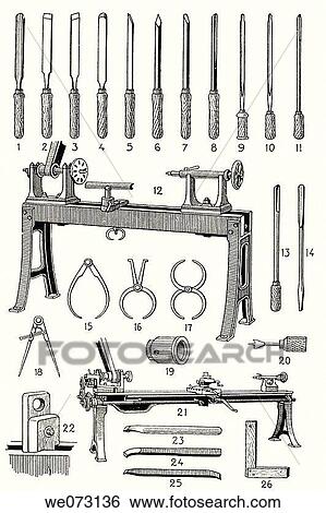 Old lathe tools View Large Photo Image Stock Photograph - Old lathe tools. Fotosearch