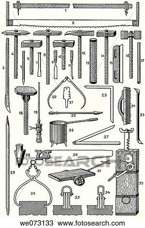 Stock Image - Old quarryman's tools. Fotosearch