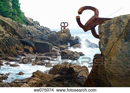 ? Peine de los vientos?, sculpture by Eduardo Chillida. San Sebastian. Spain View Large Photo Image Picture - ? Peine de los vientos?, sculpture by Eduardo Chillida. San Sebastian. Spain. Fotosearch