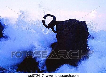 ? Peine del Viento? (Wind's Comb), sculpture by Eduardo Chillida and waves, Donostia. Guipuzcoa, Euskadi, Spain View Large Photo Image Stock Photo - ? Peine del Viento? (Wind's Comb), sculpture by Eduardo Chillida and waves, Donostia. Guipuzcoa, Euskadi, Spain. Fotosearch