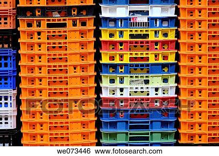 Plastic crates at La Boqueria market. Barcelona, Catalonia, Spain View Large Photo Image Stock Photograph - Plastic crates at La Boqueria market. Barcelona, Catalonia, Spain. Fotosearch