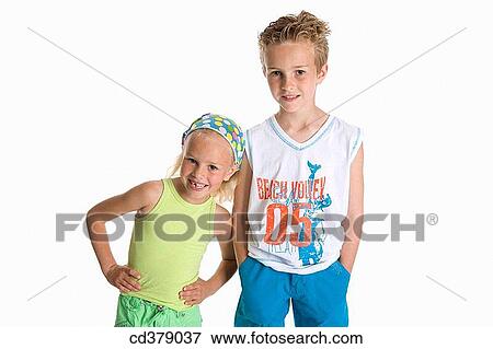 Stock Photo - Portrait of brother and sister. Fotosearch