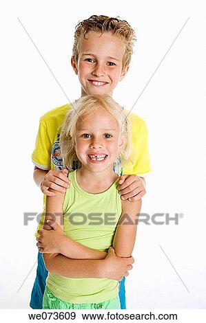 Stock Photo - Portrait of brother and sister. Fotosearch
