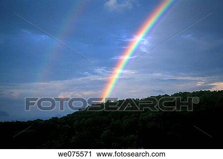 RAINBOW OVER LAND View Large Photo Image Stock Image - RAINBOW OVER LAND. Fotosearch